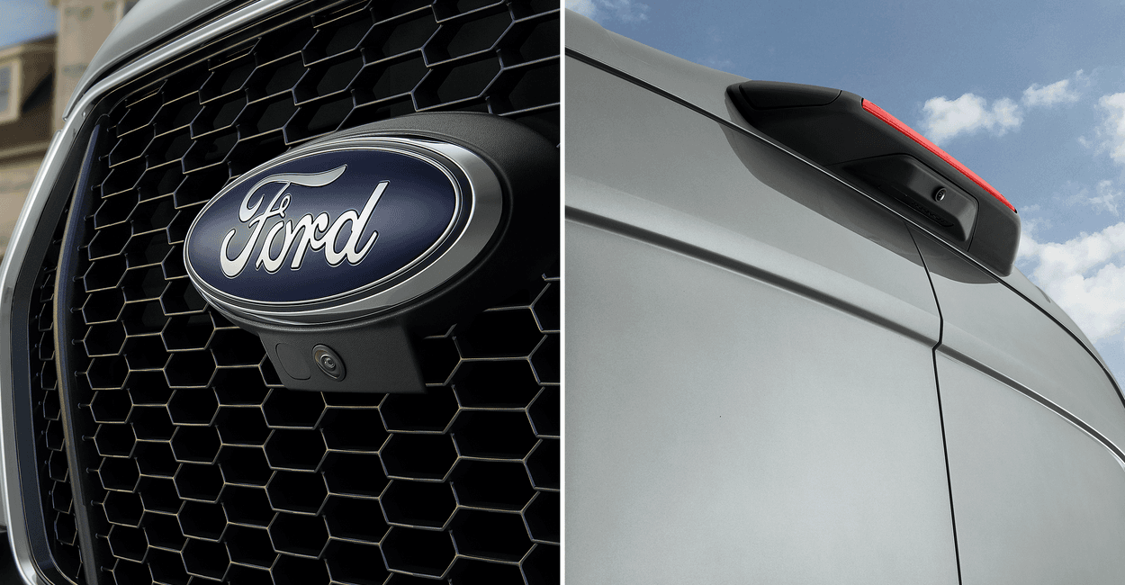 Close-up view of the Ford badge on a vehicle.